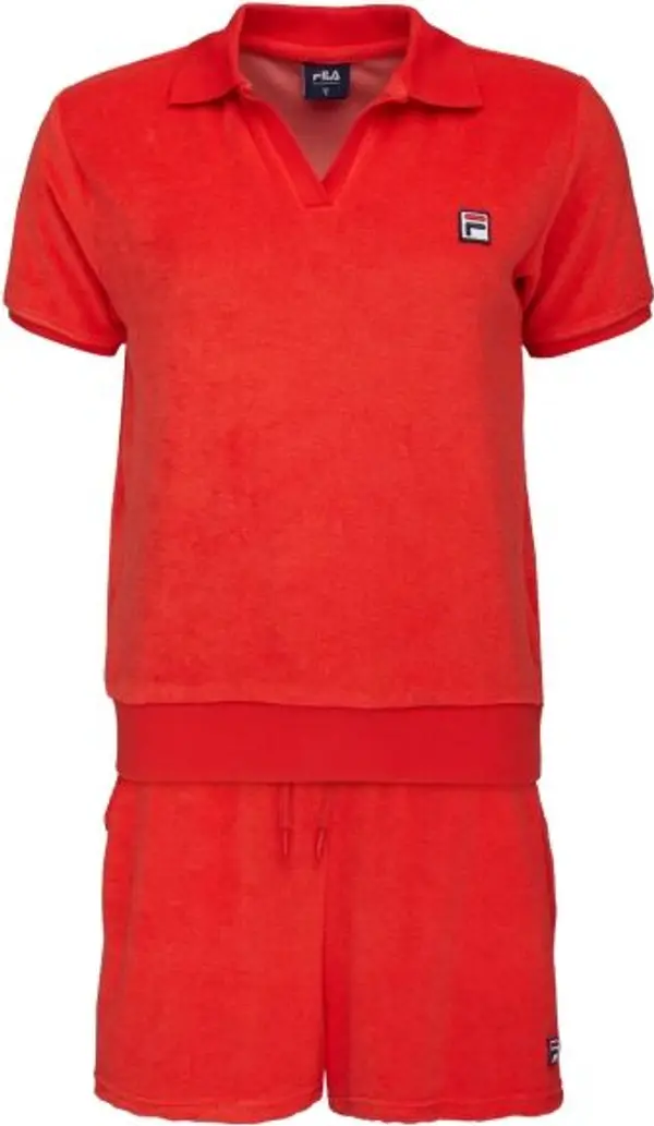 Fila Fila SET POLO AND SHORT PANTS IN SPONGE TERRY Дамска пижама, червено, размер