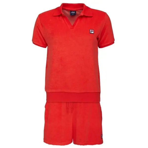 Fila Fila SET POLO AND SHORT PANTS IN SPONGE TERRY Дамска пижама, червено, размер