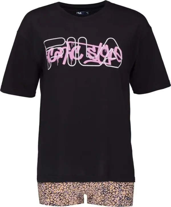 Fila Fila SET T-SHIRT SHORT SLEEVE IN JERSEY AND SHORT LEGGINGS Дамска пижама, черно, размер