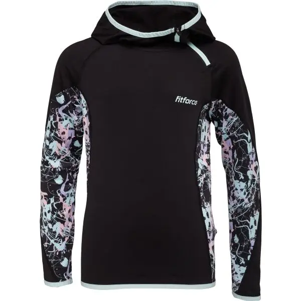 Fitforce Fitforce CORALINA Момичешки фитнес суитшърт, черно, размер 116-122