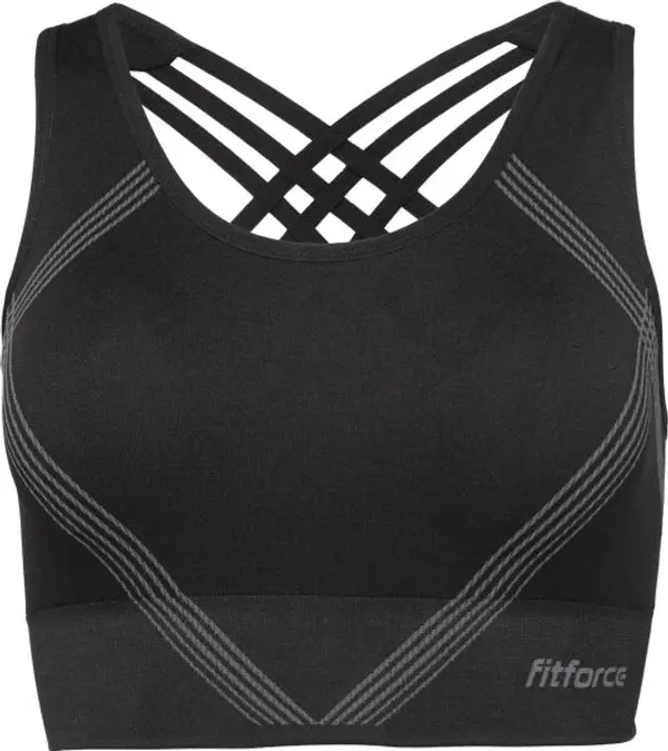Fitforce Fitforce GEMA Дамско безшевно фитнес бюстие, черно, размер
