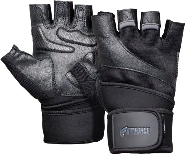 Fitforce Fitforce LINEAR Кожени фитнес ръкавици, черно, размер