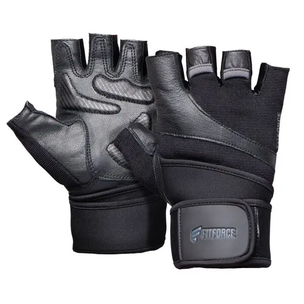 Fitforce Fitforce LINEAR Кожени фитнес ръкавици, черно, размер