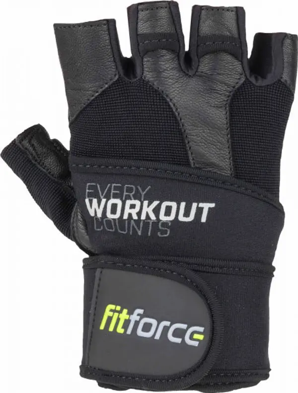 Fitforce Fitforce LINEAR Кожени ръкавици за фитнес, черно, размер