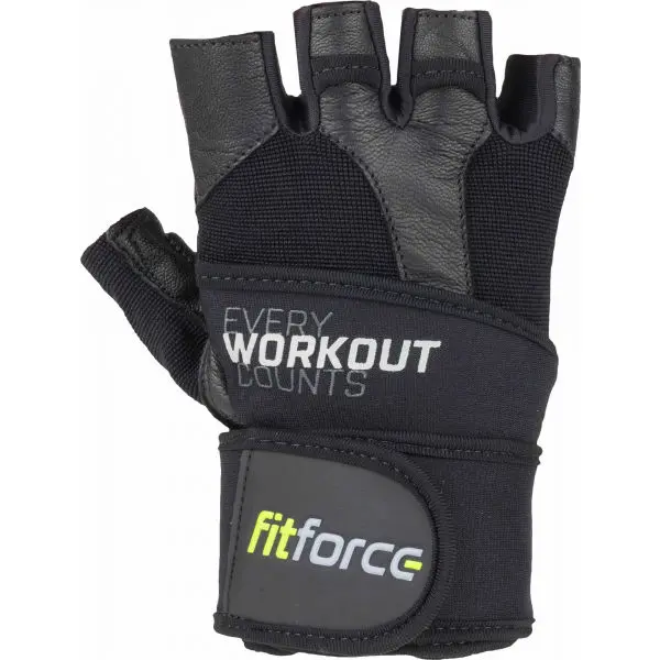 Fitforce Fitforce LINEAR Кожени ръкавици за фитнес, черно, размер XXL