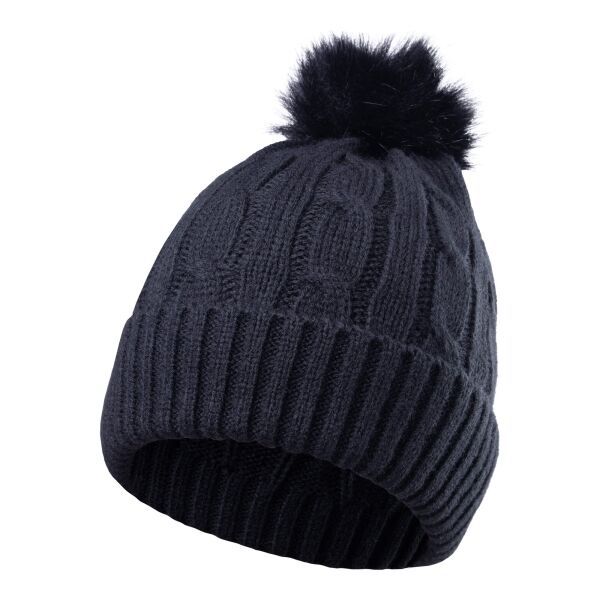 FLLÖS FLLÖS DANTO Дамска плетена шапка с помпон, черно, размер