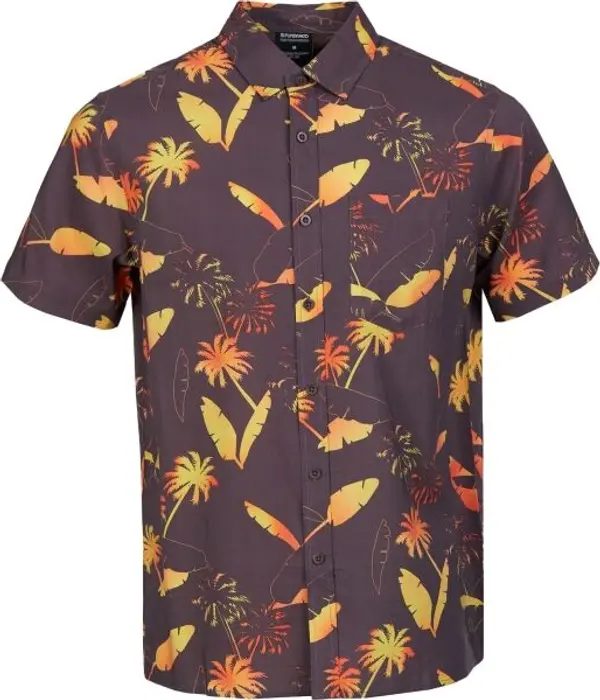 FUNDANGO FUNDANGO CHASE Мъжка риза с къс ръкав, винен, размер