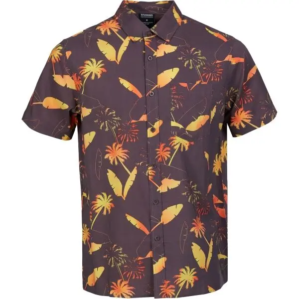 FUNDANGO FUNDANGO CHASE Мъжка риза с къс ръкав, винен, размер