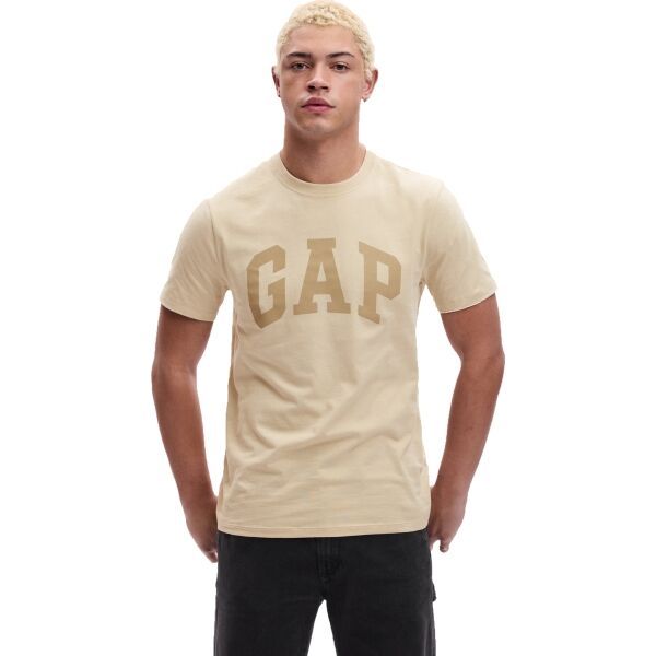 GAP GAP BASIC LOGO Мъжка тениска, бежово, размер