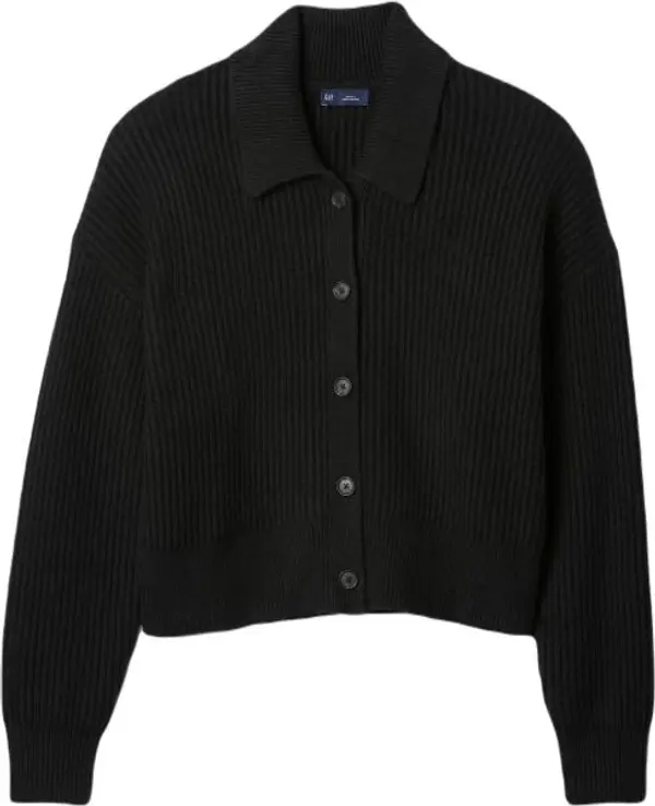 GAP GAP CASHSOFT SHAKER COLLAR CARDI Дамски пуловер, черно, размер