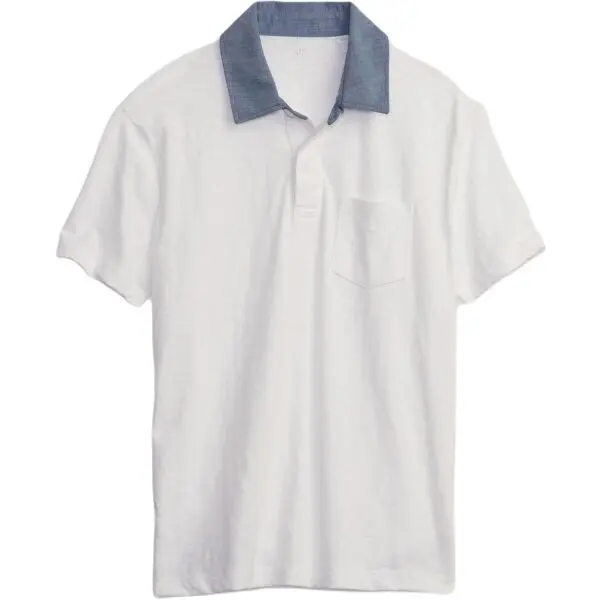 GAP GAP CHAMBRAY POLO Момчешка тениска, бяло, размер