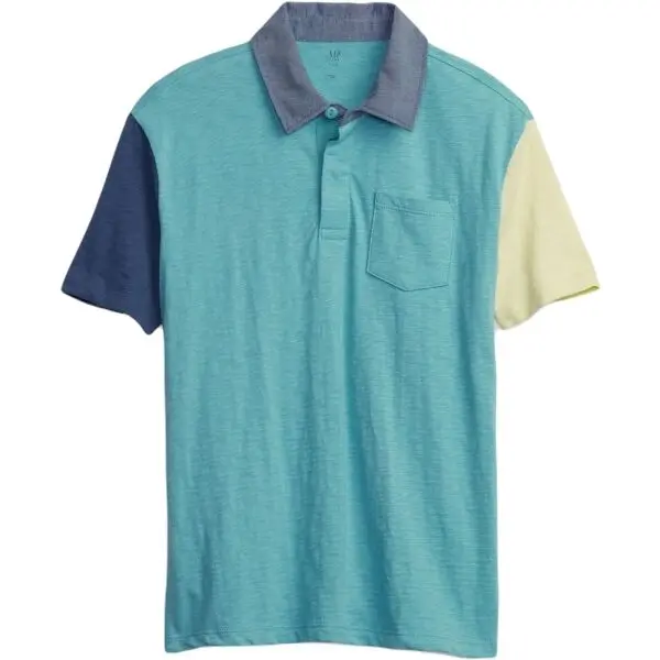GAP GAP CHAMBRAY POLO Момчешка тениска, тюркоазено, размер