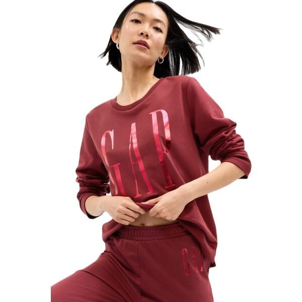 GAP GAP CREWNECK LOGO Дамски суитшърт, винен, размер