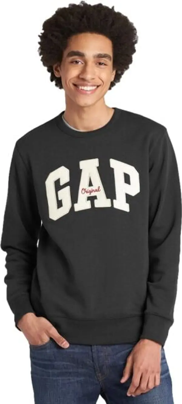 GAP GAP CREWNECK LOGO Мъжки суитшърт, тъмносиво, размер