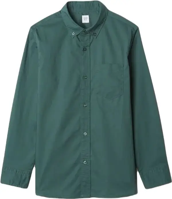 GAP GAP FA24 LS POPLIN Момчешка риза, тъмнозелено, размер