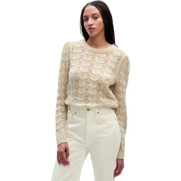 GAP GAP FEMME POINTELLE CREW Дамски пуловер, бежово, размер