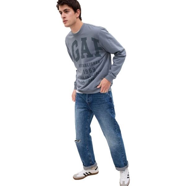 GAP GAP J - TONAL PLACED EST CREW Мъжки суитшърт, синьо, размер L