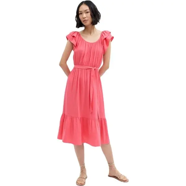 GAP GAP GAUZE Дамска рокля, розово, размер