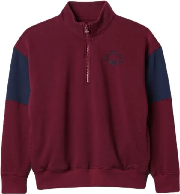 GAP GAP HALF ZIP Момчешки пуловер, винен, размер