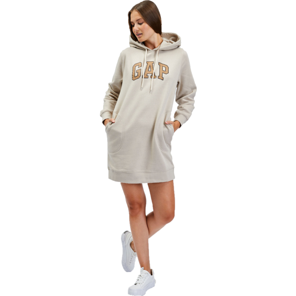 GAP GAP HOODIE DRESS Дамска трикотажна рокля, бежово, размер