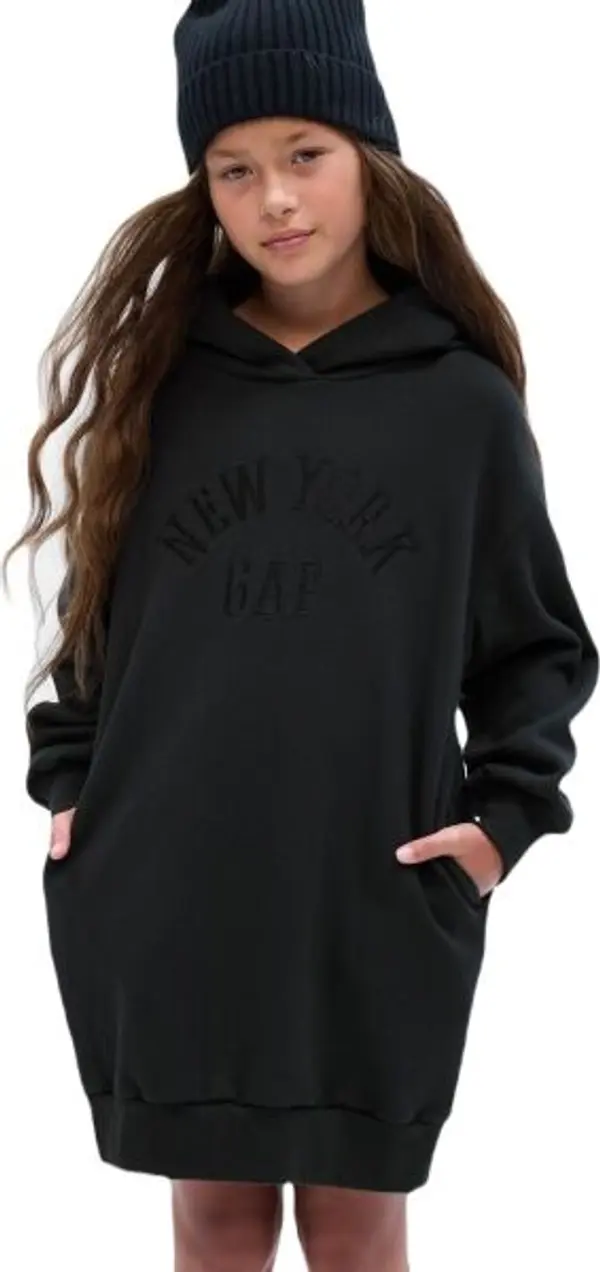 GAP GAP HOODIE LOUNGE Момичешка рокля, черно, размер