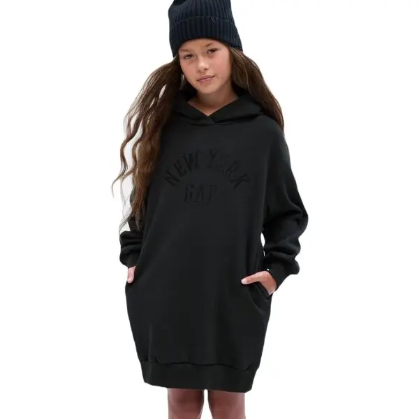 GAP GAP HOODIE LOUNGE Момичешка рокля, черно, размер