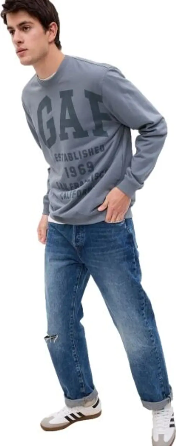 GAP GAP J - TONAL PLACED EST CREW Мъжки суитшърт, синьо, размер