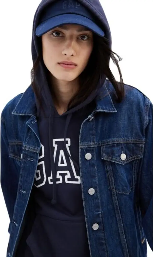 GAP GAP LOGO Дамски суитшърт, тъмносин, размер