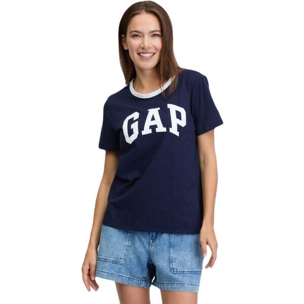 GAP GAP LOGO SLUB Дамска тениска, тъмносин, размер