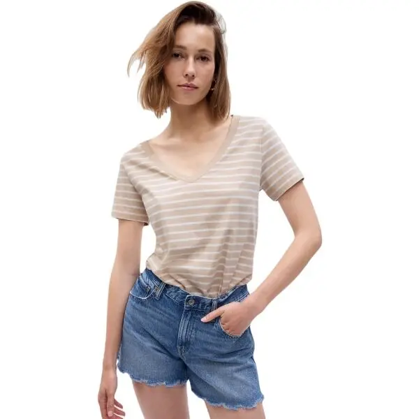 GAP GAP ORGANIC Дамска тениска, бежово, размер