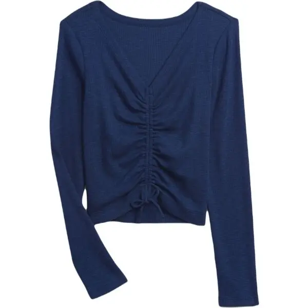 GAP GAP RUCHED Момичешка тениска, тъмносин, размер