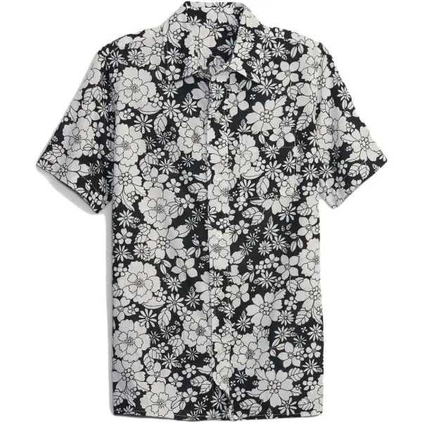 GAP GAP SS LINEN Момчешка риза, черно, размер