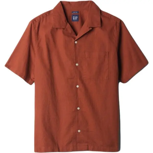 GAP GAP SS LINEN Мъжка риза, кафяво, размер