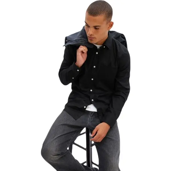 GAP GAP STRETCH POPLIN Мъжка риза, черно, размер
