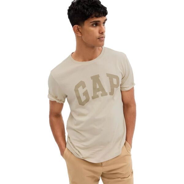 GAP GAP V-BASIC LOGO T Мъжка тениска, бежово, размер