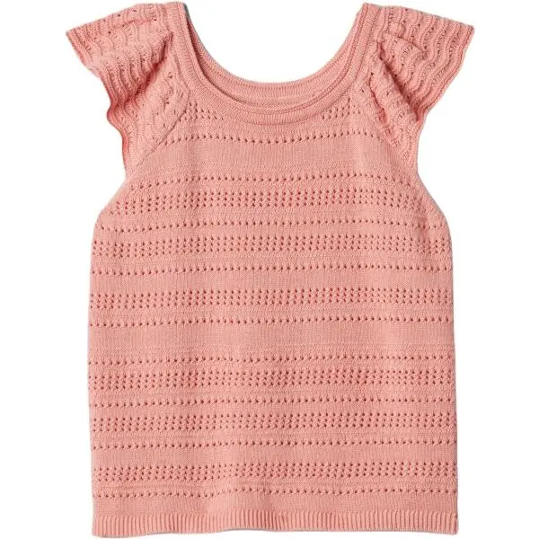 GAP GAP V-CROCHET Момичешка тениска, цвят сьомга, размер