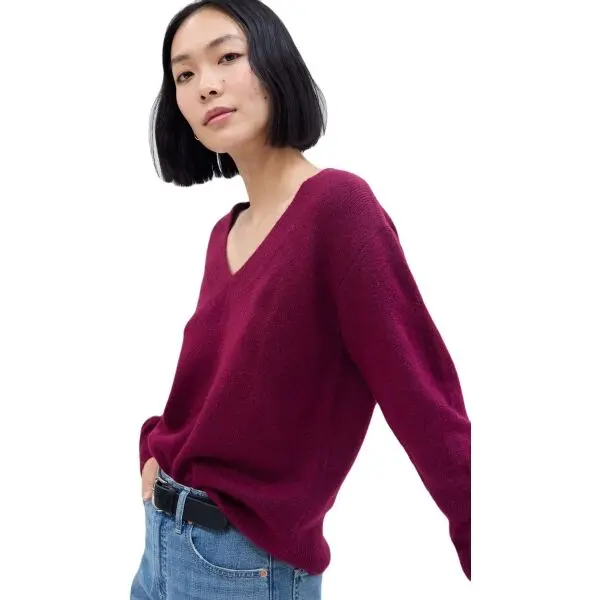 GAP GAP V-FOREVERCOZY Дамски пуловер, винен, размер