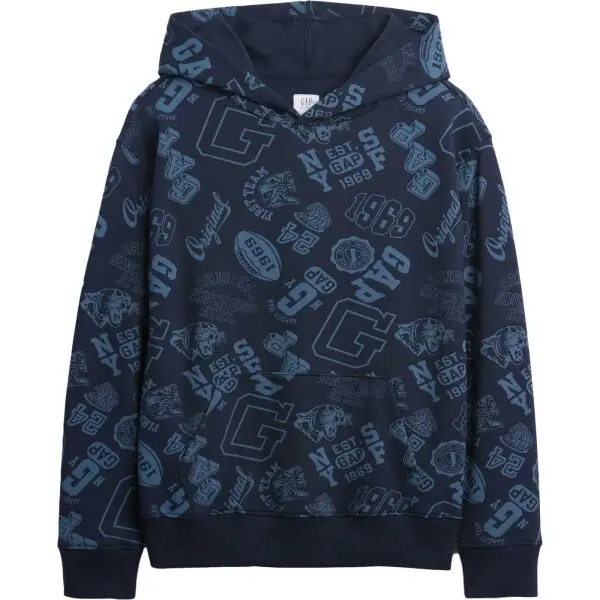 GAP GAP V-FRCH FT FALL LOGO PO - AOP PRINT Момчешки суитшърт, черно, размер