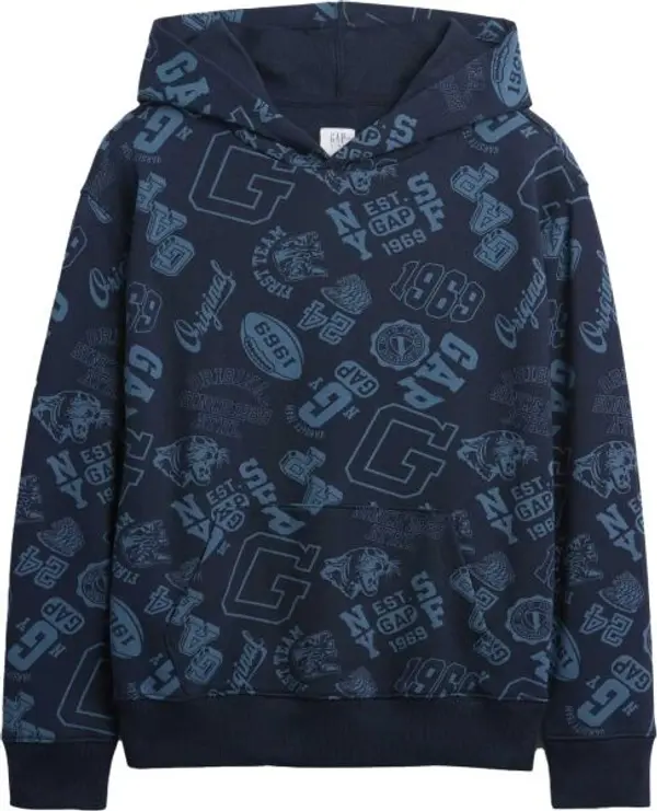 GAP GAP V-FRCH FT FALL LOGO PO - AOP PRINT Момчешки суитшърт, черно, размер