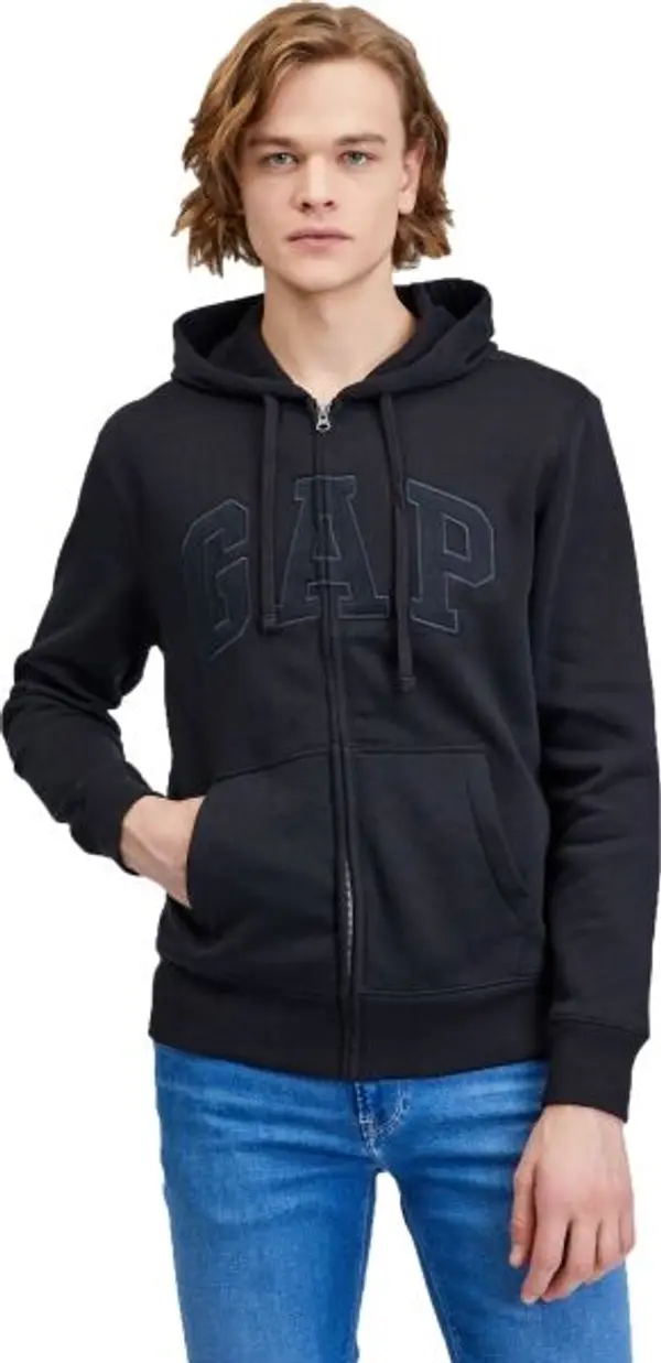 GAP GAP V-HERITAGE LOGO FZ Мъжки суитшърт, черно, размер