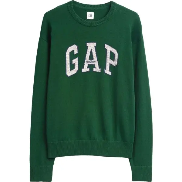 GAP GAP V-INTX GAP ATHLETIC INTARSIA RLXD CREW Мъжки плетен пуловер, тъмнозелено, размер