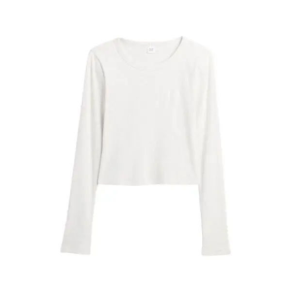 GAP GAP V-JPN LS RIB TEE Дамско crop топ, бяло, размер