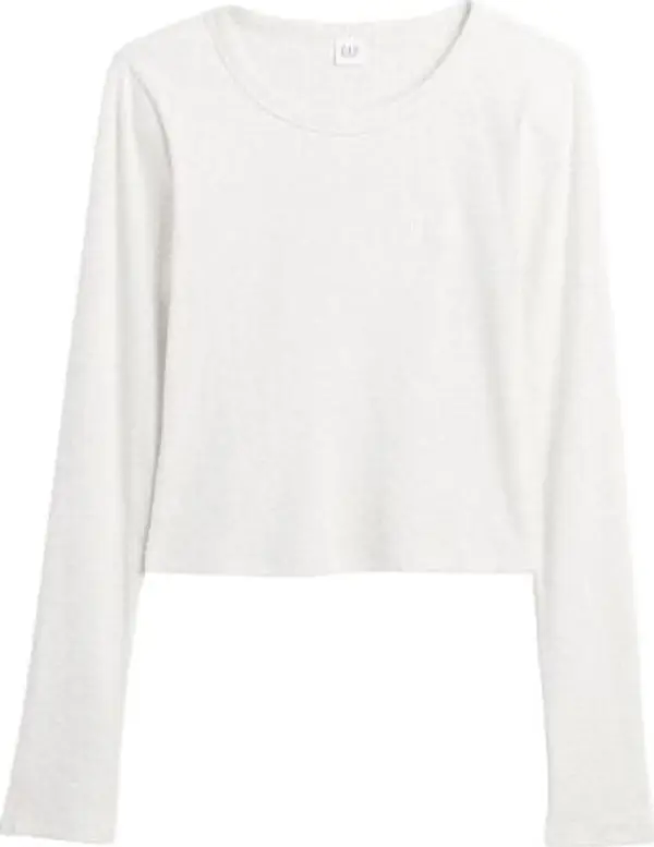 GAP GAP V-JPN LS RIB TEE Дамско crop топ, бяло, размер