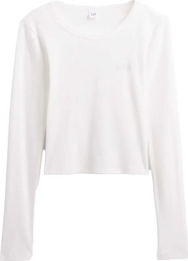 GAP GAP V-JPN LS RIB TEE Дамско crop топ, бяло, размер