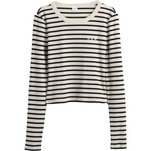 GAP GAP V-JPN LS RIB TEE Дамско crop топ, бяло, размер