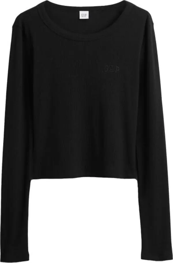 GAP GAP V-JPN LS RIB TEE Дамско crop топ, черно, размер