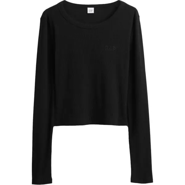 GAP GAP V-JPN LS RIB TEE Дамско crop топ, черно, размер