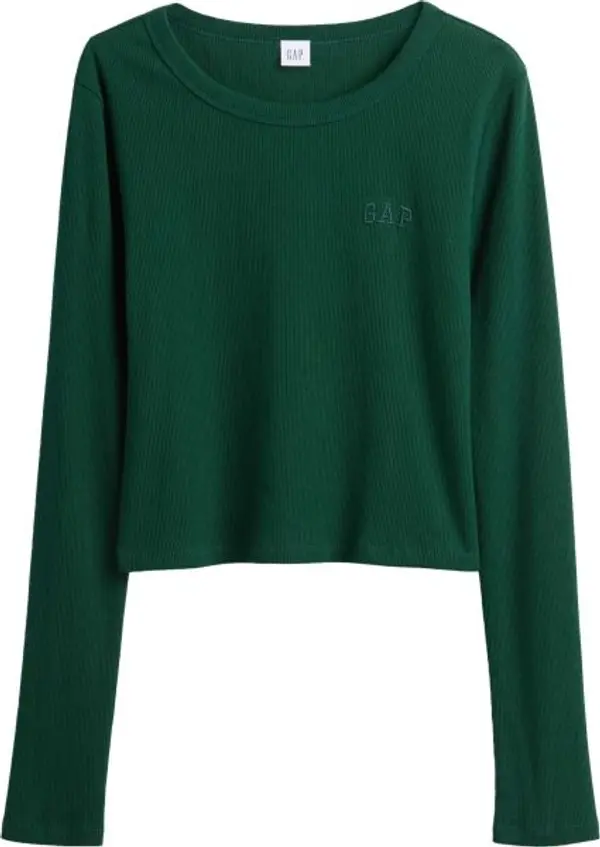 GAP GAP V-JPN LS RIB TEE Дамско crop топ, зелено, размер