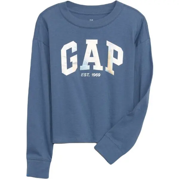 GAP GAP V-LS ELV LOGO Момичешка тениска, синьо, размер