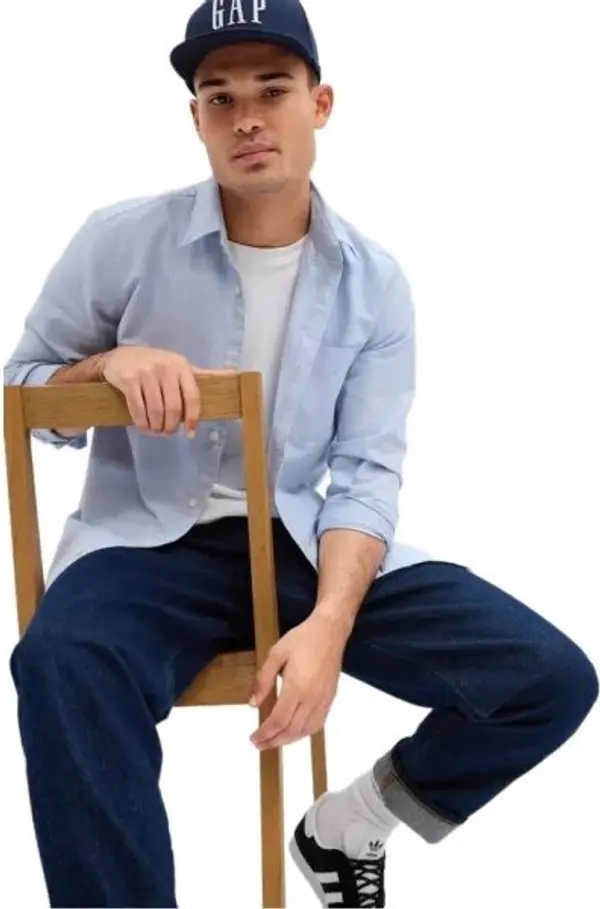 GAP GAP V-LS STANDARD OXFORD Мъжка риза, светлосиньо, размер